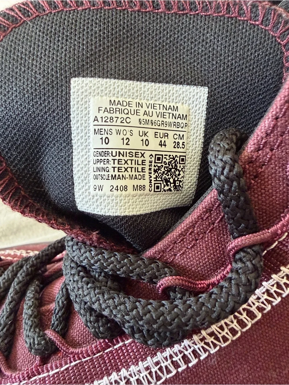 Converse Burgundy and Black High-Top Sneakers with Black Trim - Picture 2 of 8